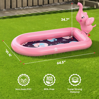 Spritzpools für Kleinkinder 1-3 Jahre Rosa Elefanten-Spielmatte für Kinder Outdoor-Spielmatte für Babys Aufblasbarer Sprinkler-Pool