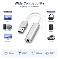 Adaptateur universel USB vers prise jack 3,5 mm, son haute fidélité, carte son externe pour casque, microphone, MacBook, Windows, Linux