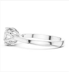 Anillo de diamante de tulipán de seis puntas de oro blanco refinado con piedra de corte brillante para colección de joyería premium de la India - Product Image 4