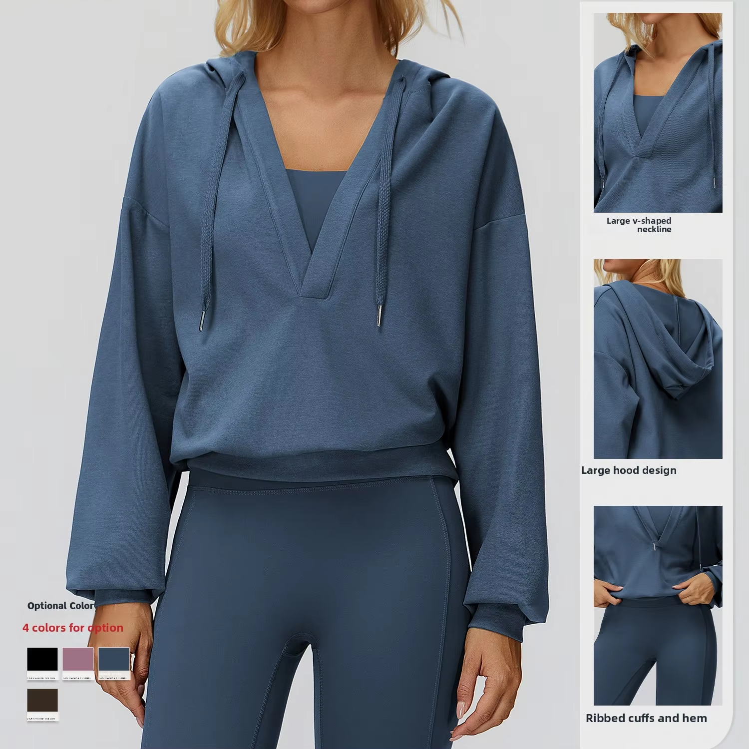 New V-neck Wide-brimmed Jacket Loose Comfortable Outerwear for Outdoor Running and Sports Yoga Top Yoga Tops Women