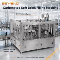 Machine de remplissage de boissons gazeuses 3-en-1 pour bouteilles en plastique PET, équipement d'embouteillage et de bouchage d'eau gazeuse