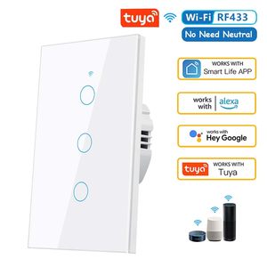 Tuya <span class=keywords><strong>3</strong></span> Gang Interruptor Wifi de <span class=keywords><strong>3</strong></span> vías/Interruptor de luz Wifi inalámbrico inteligente Australia/Interruptor de pared táctil inteligente - Product Image 1