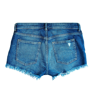 Shorts en jean déchirés pour femmes, bleu délavé, décontractés, style streetwear d'été, coupe ample, mode vintage, en coton - Product Image 4