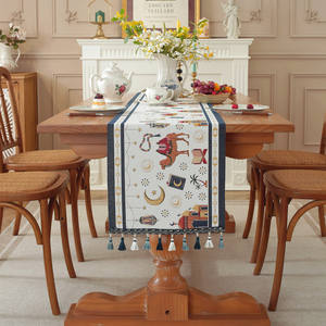 Décoration de fête - Drapeau de table du Festival de la Lune du Moyen-Orient - Couleur - Jacquard tissé - Lanterne étoile - Pompon de chameau - Château - Drapeau de table en polyester - Product Image 6