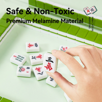 Jeu de tuiles de Mahjong chinois 144 pièces, personnalisé, en mélamine, mini, de voyage, résistant à l'eau, durable, luxe, bleu nacré, rose, rouge, divertissement