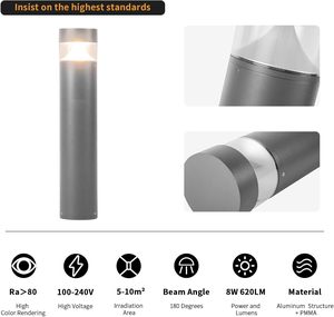 ไฟเสาบอลลาร์ด LED 12W IP65 กันน้ำ สำหรับตกแต่งสวน ทางเดิน สนามหญ้า ภายนอกบ้าน แบบโมเดิร์น ขายส่ง - Product Image 6