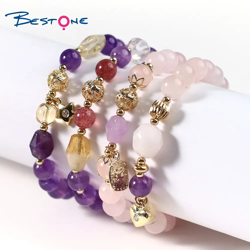 Bestone spiritual semi-precious gemstone beaded bracelet for women