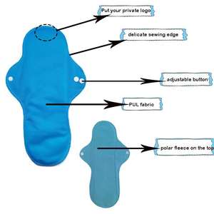 Serviettes hygiéniques lavables et réutilisables en tissu, avec dessus en polaire, double couche anti-fuite, douces et écologiques pour usage quotidien féminin - Product Image 5
