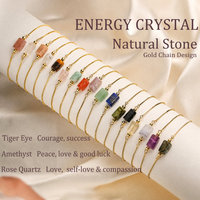 Bracelet populaire en perles de pierre naturelle géométriques et colorées, avec chaîne dorée, accessoire de bijouterie pour femme, vente en gros