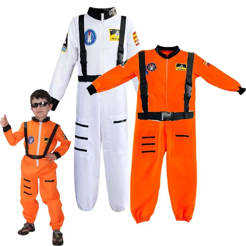Mono naranja de astronauta para niños y niñas, traje espacial para Halloween, disfraz de carrera, HCBC-036