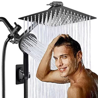 Pomme de douche en métal à haute pression de style moderne, combinaison de robinet de bain/douche en acier inoxydable, jet doux, 5 poignées, installation facile