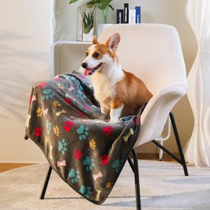 Couverture polaire douce toutes saisons pour animaux de compagnie, motif patte et os mignon, chaude et lavable, pour lit, canapé et voyage (vente <span class=keywords><strong>en</strong></span> gros) - Product Image 4