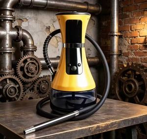 Kit de chicha électrique portable avec base en verre jaune et noir pour la maison et le salon - Product Image 3
