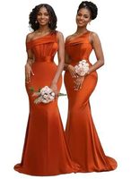 Robe de soirée sirène asymétrique en satin longue sans manches grande taille élégante pour femme style européen pour banquet