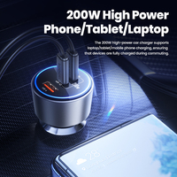 Toocki pengisi daya mobil Universal 200W, pengisi daya cerdas dengan dukungan multi-protokol dan tampilan LED untuk IOS Android dan Huawei