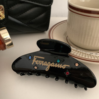 BELLEWORLD vente en gros LOGO personnalisé mode coréenne acétate pinces à cheveux pour femmes Vintage rétro lettre grandes pinces léopard