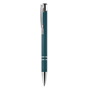 Penna a Sfera in Alluminio e Plastica Arancione e Verde-Blu, Penna Promozionale Sportiva con Caratteristiche di Penna a Punta - Product Image 1