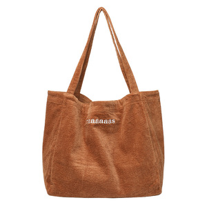 Sac à bandoulière en velours côtelé pour femmes, sacs à main environnement <span class=keywords><strong>2022</strong></span> coton, sac à provisions pour dames, 100% - Product Image 1