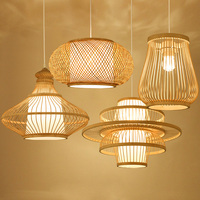 Abat-jour en rotin tissé à la main lustres en bambou à rayures lampes suspendues pour cuisine salon chambre pour Villa couloir