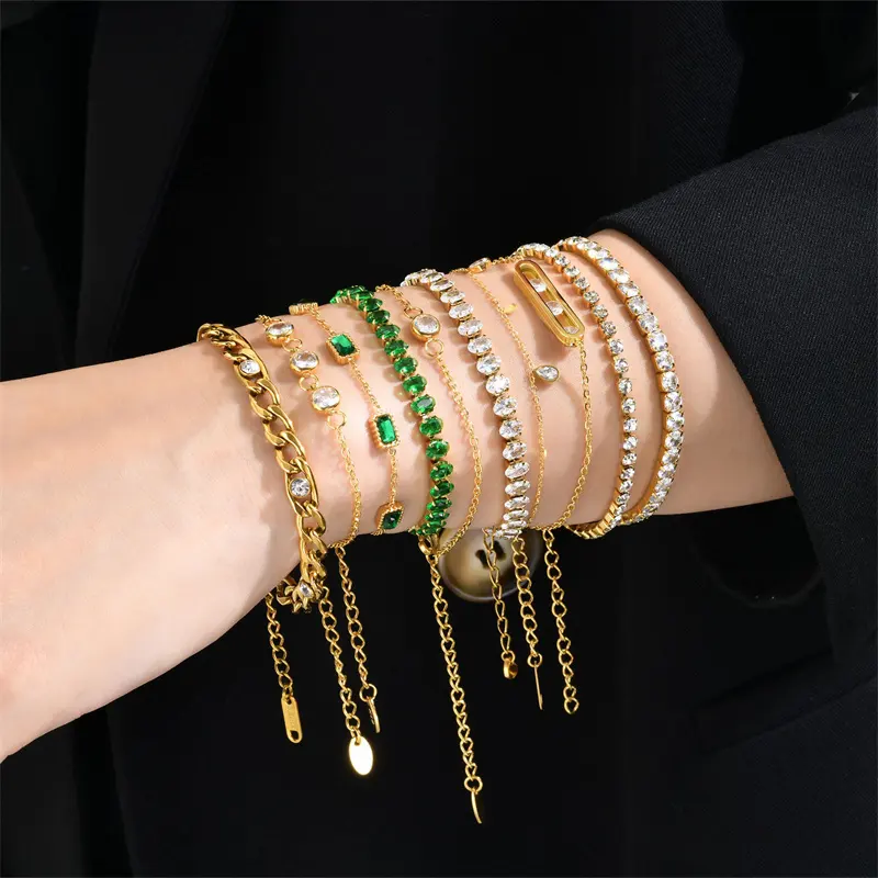 Bracciale con ciondolo impermeabile di nuovo Design 18K placcato in oro reale intarsiato zircone accessori da donna in acciaio inossidabile bracciale gioielli