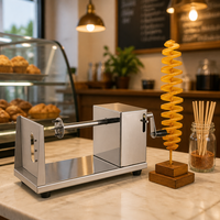 Commerciële handmatige aardappeltorenmachine van roestvrij staal, tornado-aardappelsnijder, eenvoudig te bedienen voor een straatvoedselkraam