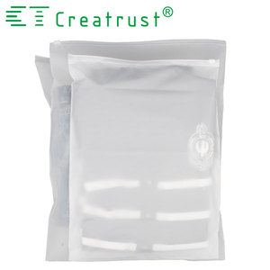 Impression logo couleur rose <span class=keywords><strong>CPE</strong></span> givré mat sacs en plastique avec <span class=keywords><strong>la</strong></span> tirette de glissière - Product Image 3