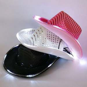 Sombreros de Vaquero Unisex con Lentejuelas LED para Halloween, Venta al por Mayor, Accesorio Festivo para Fiestas del Oeste, Iluminación para Viajes al Aire Libre - Product Image 2