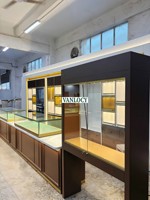 Vitrine de présentation de luxe personnalisée et écologique pour bijouterie, avec éclairage LED, en verre trempé, pour comptoir de centre commercial