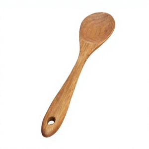 Reusable Wooden Spoons Set of 2 Natural Wood Cooking Utensils for <b>Kitchen</b> Stirring Mixing Serving - Product Image 1