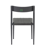 (E3044) Chaise de table à manger en métal pour l'extérieur, résistante à l'eau, avec corde noire et aluminium
