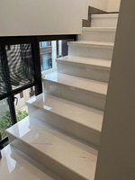 Dalles de pierre de marbre blanc avec des veines grises pour l'aménagement intérieur pour les dalles d'escalier