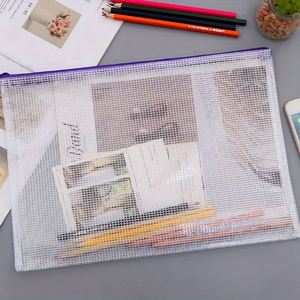 Large Capacity A4 Document Bag Transparent Nylon Mesh Zipper Pouch Multifunction Office Bill <b>File</b> <b>Storage</b> Bag Holder Folder - Product Image 4