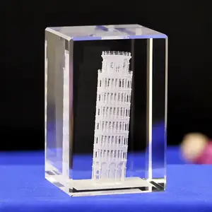 OEM / ODM alta calidad K9 cubo de cristal personalizado 3D grabado láser toalla cubo de cristal