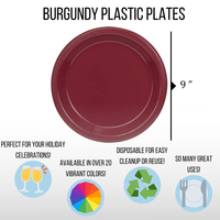 Assiettes en plastique PS incassables et réutilisables de 7'', 9'' et 10,25'' pour fruits, aliments, desserts, dîners, fêtes, barbecues et pique-niques