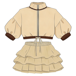 Conjunto Casual de 2 Piezas para <span class=keywords><strong>Niñas</strong></span>, Top con Mangas Abullonadas y Cierre, Falda con Volantes, <span class=keywords><strong>Ropa</strong></span> de Verano para Niños, Conjunto de <span class=keywords><strong>Tenis</strong></span> Infantil - Product Image 3