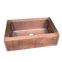 Évier de cuisine rectangulaire en cuivre martelé à la main, style ferme, à cuve unique, surface mate, avec tablier frontal, personnalisable, de luxe