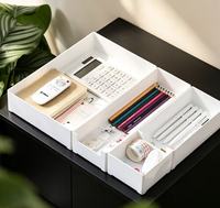 Boîte de rangement extensible réglable avec panneau de séparation rectangulaire pour ustensiles de cuisine et rangement de cosmétiques sur le bureau