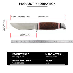 Cuchillo <span class=keywords><strong>de</strong></span> hoja fija con mango <span class=keywords><strong>de</strong></span> madera para caza táctica al aire libre, con funda <span class=keywords><strong>de</strong></span> cuero, superventas - Product Image 2