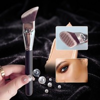 Ensemble de 8 pinceaux de maquillage de luxe à manche en bois et poils synthétiques pour application de fond de teint sur le visage