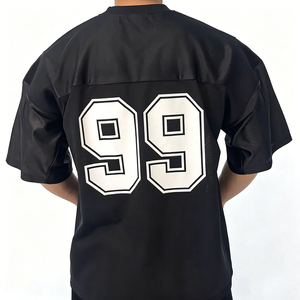 Maillot de football Healy personnalisé en maille noire, col rond, manches courtes, respirant, coupe ample pour homme, numéro d'équipe 99 imprimé - Product Image 2
