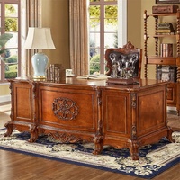 Bureau de direction classique et durable en bois de cerisier européen antique sculpté à la main avec tiroirs, idéal pour usage commercial ou domestique