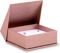 Boîte rigide en soie rose mat, format mini, pour boucles d'oreilles, bagues, bijoux délicats, emballage cadeau