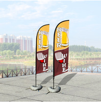 Drapeau publicitaire en forme de larme personnalisé pour l'extérieur, en tissu de plage, avec mât en aluminium, drapeaux et bannières promotionnels