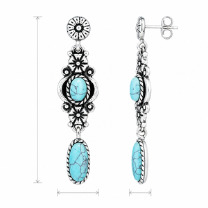 Orecchini Pendenti Vintage con Fiori Intagliati e Accenti in Pietra Rossa e Verde, Gioielli Etnici da Sposa per Donne - Product Image 4