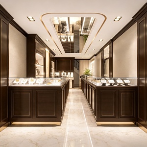ร้านขายเครื่องประดับ นาฬิกา และสินค้าหรูหรา ออกแบบตกแต่งภายในร้านแบบครบวงจร ปรับแต่งได้ตามต้องการ ตู้โชว์กระจก ตู้โชว์เครื่องประดับ ตกแต่งร้านค้า - Product Image 1