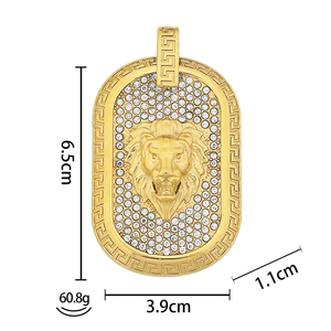Waterproof Lion Head Pendant Marlary Fashion Necklace Design Stainless Steel Pave Zircon Diamond Lion Head Gold Pendant - Product Image 5