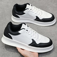 Baskets décontractées pour hommes à semelle épaisse, lacets, empeigne en cuir synthétique, color block, respirantes, chaussures tendance
