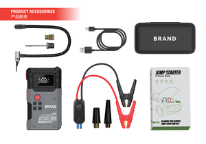 Démarreur portable 16000mAh 2000A avec <span class=keywords><strong>pompe</strong></span> à air <span class=keywords><strong>12V</strong></span>, kit de secours automobile 6-en-1, booster de batterie, gonfleur, batterie externe - Product Image 5