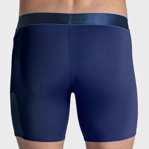 High Support Custom Logo Solid Color Elastic Waistband <b>Polyester</b> Spandex Sport Men Underwear <b>Boxer</b> Briefs with Side Pocket - Product Image 4