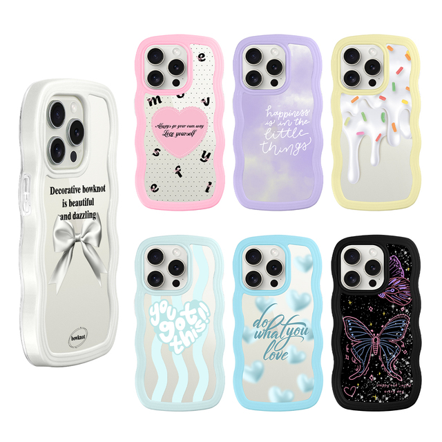Lovely 2-in-1 Soft TPU Wavy Shockproof Mobile Phone Cases Multiple Colors for iPhone 15 14 13 12 Pro Max Plus Back Cover